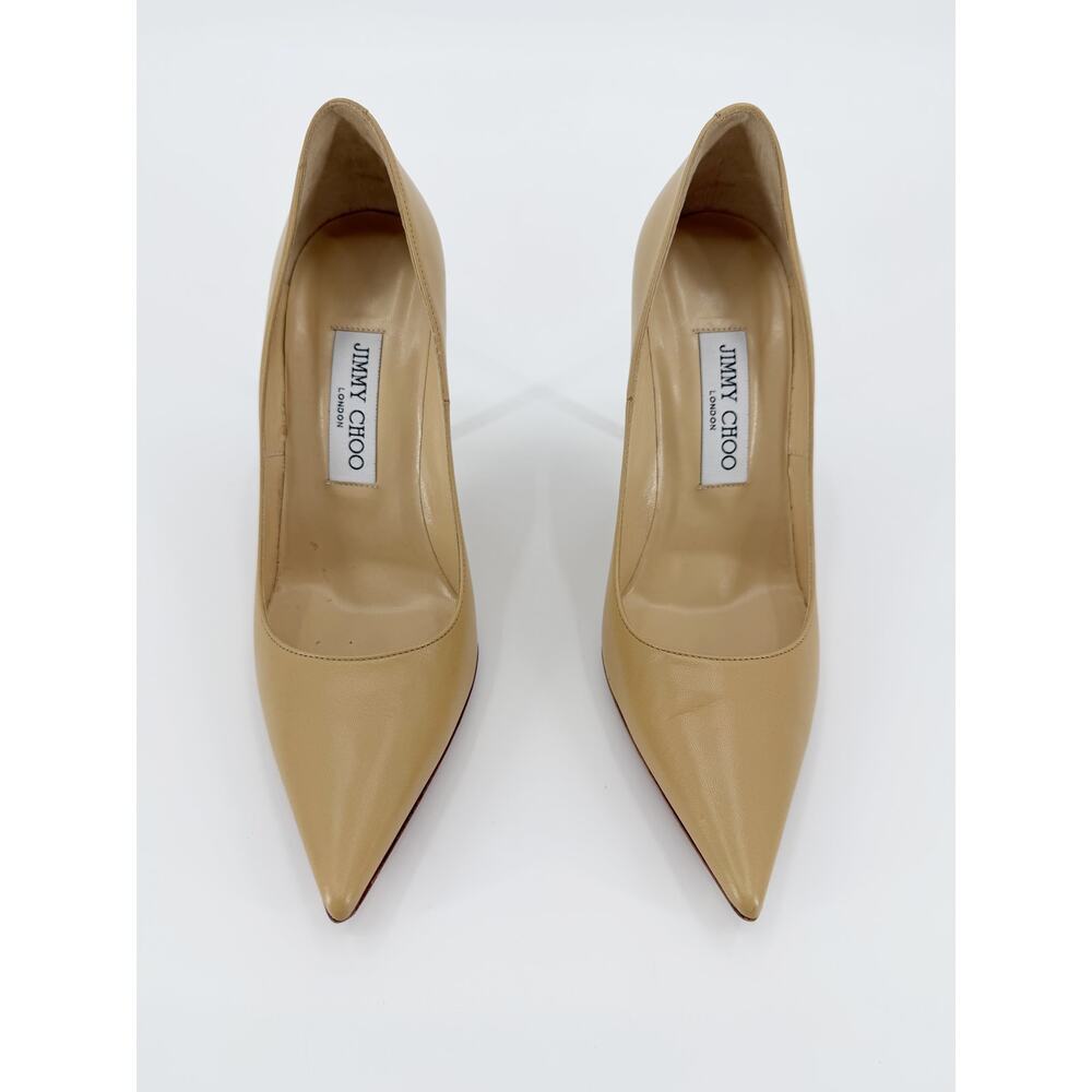 Jimmy Choo Nude Tan Leather Pumps Pointed Toe Abel Stiletto Pumps Heels Size 37